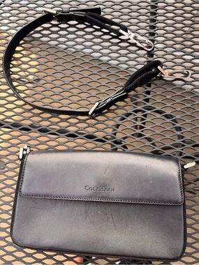 Cole Haan Black Leather Shoulder Bag or Clutch w/ Detachable Strap